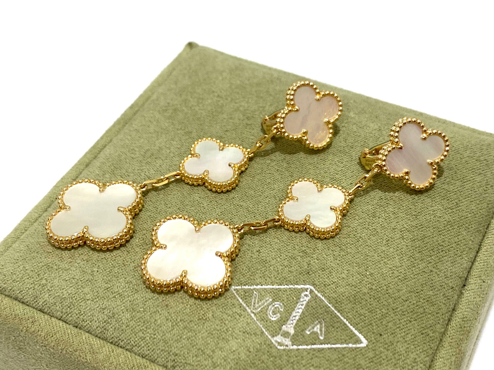 Van Cleef & Arpels Magic Alhambra 3 Motifs Earrings, Mother-of-pearl and 18k Yellow Gold (1 of 4)
