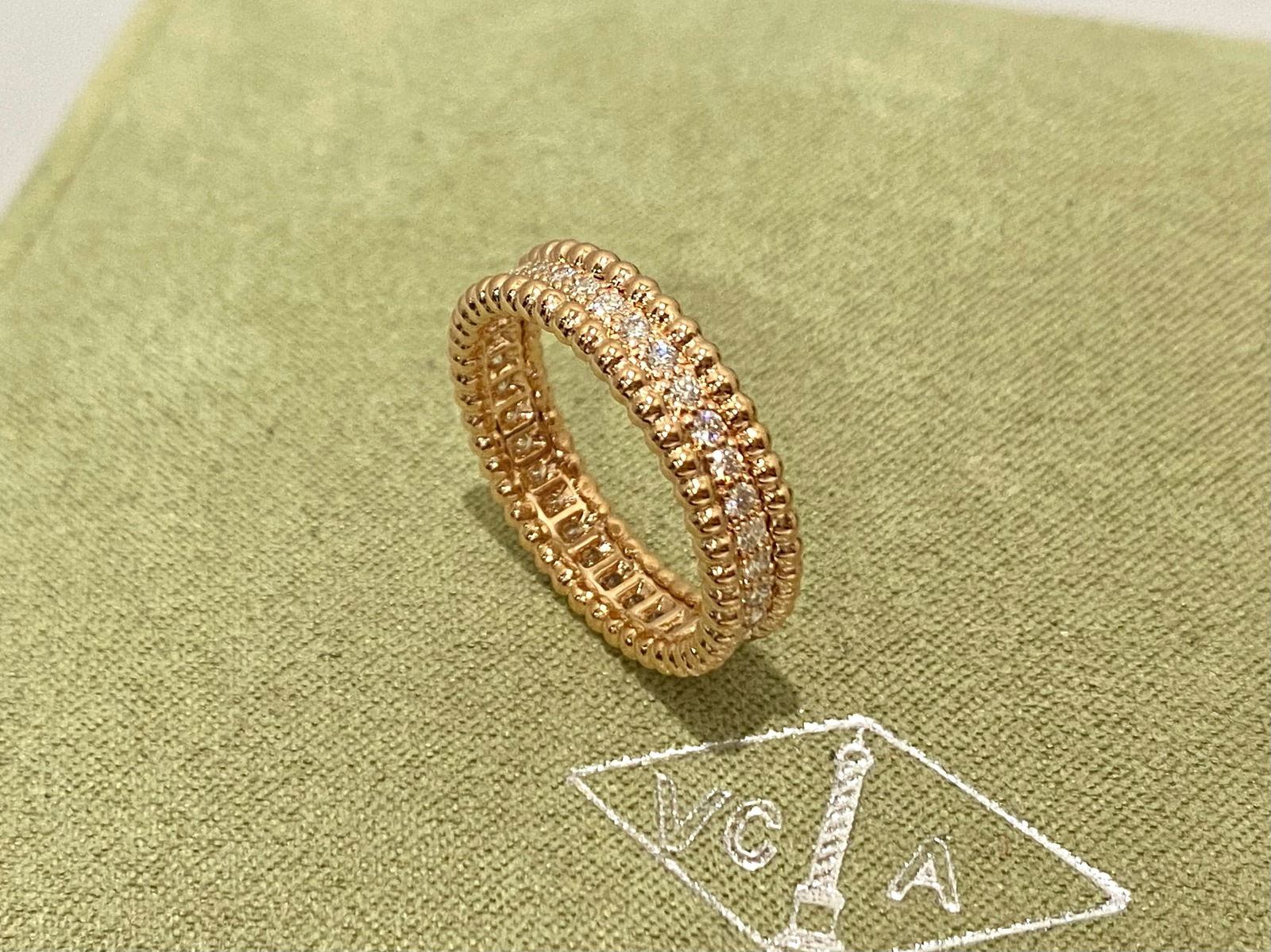 Van Cleef & Arpels Perlee diamonds ring, 1 row, 18K rose gold, Diamond, size 54 (1 of 4)