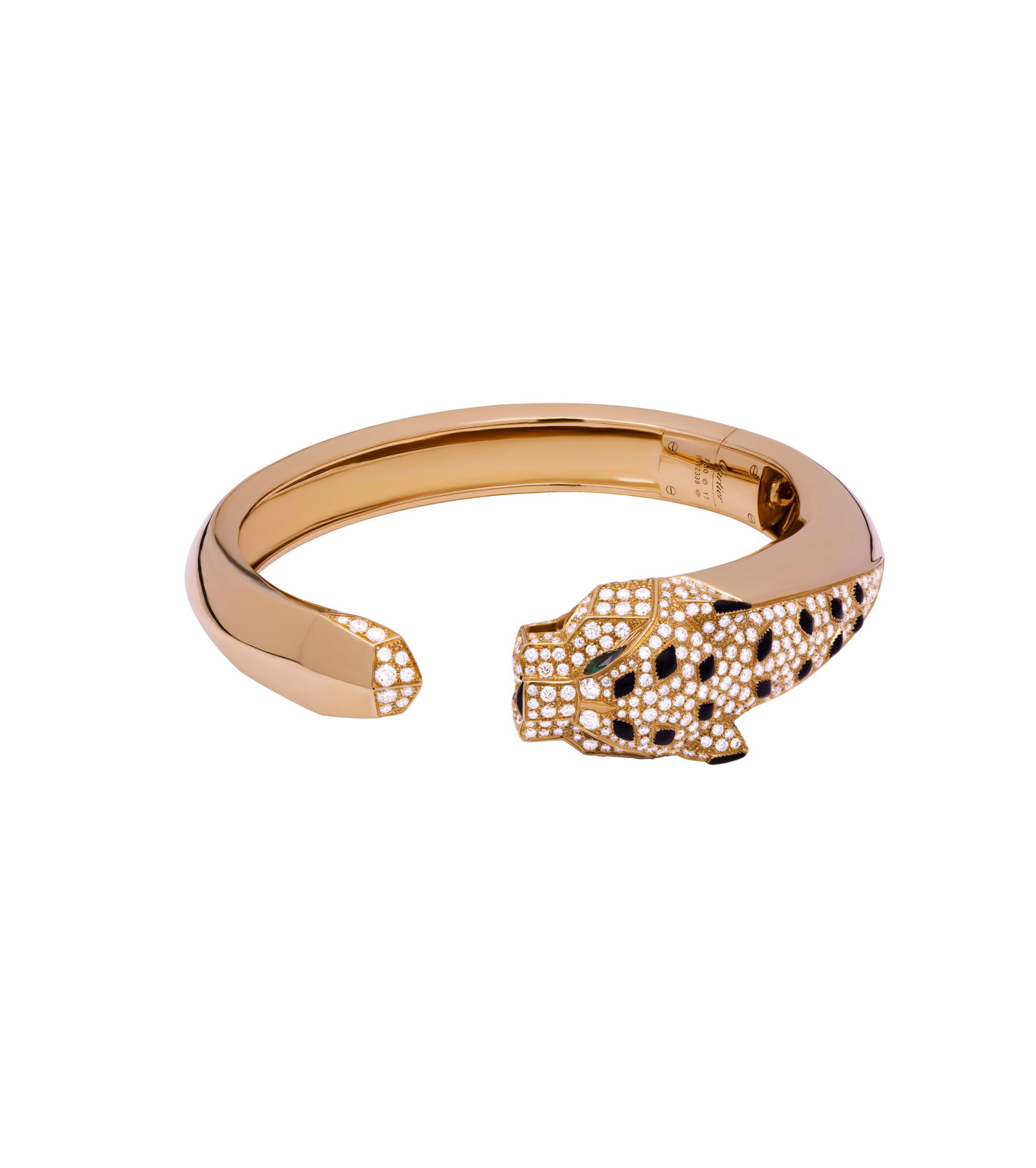 CARTIER ROSE GOLD EMERALD DIAMOND PANTHERE DE CARTIER BRACELET SIZE 17 (1 of 4)