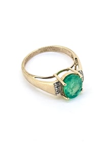 Vintage Oval cut Emerald and Diamond Cocktail Ring in 9k Yellow Gold