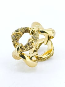 Exquisite Gucci Bamboo Collection Diamond Ring in 18K Yellow Gold
