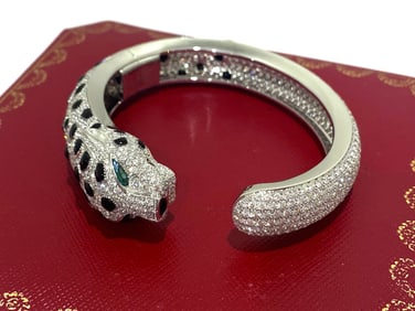 Cartier Panthere De Cartier Bracelet, 18K White Gold with Emerald, Onyx, Diamonds