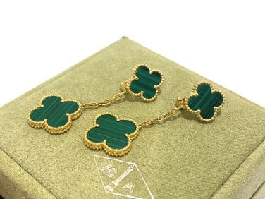 Van Cleef & Arpels Malachite Magic Alhambra 2 Motif Earrings