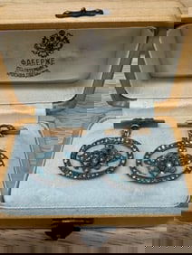 FABERGE GOLD ENAMEL OVAL CUFFLINKS WITH DIAMONDS