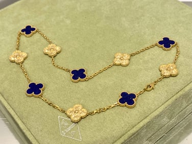 Van Cleef & Arpels Limited Edition Vintage Alhambra Necklace 10 motifs, Lapis Lazuli, 18k Yellow