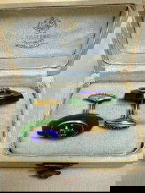 RUSSIAN JADE SILVER CUFFLINKS WITH DIAMONDS