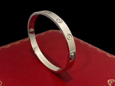 Cartier 18K White Gold Love Bracelet Size 16