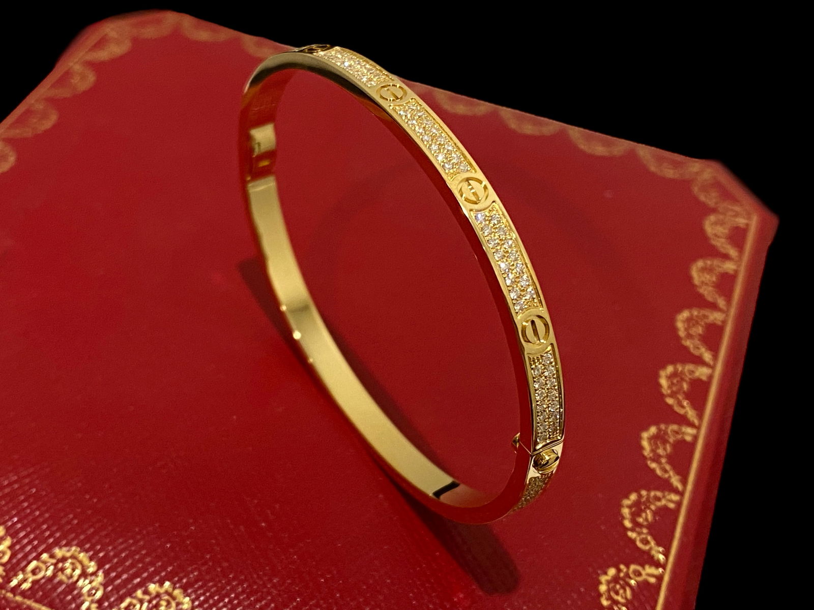 Cartier Love Bracelet Yellow Gold Paved, Small Model, Size 16 (1 of 6)