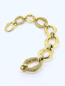 Rare Gucci Bamboo Collection Diamond Graduated Bracelet in 18 Karat Yellow Gold