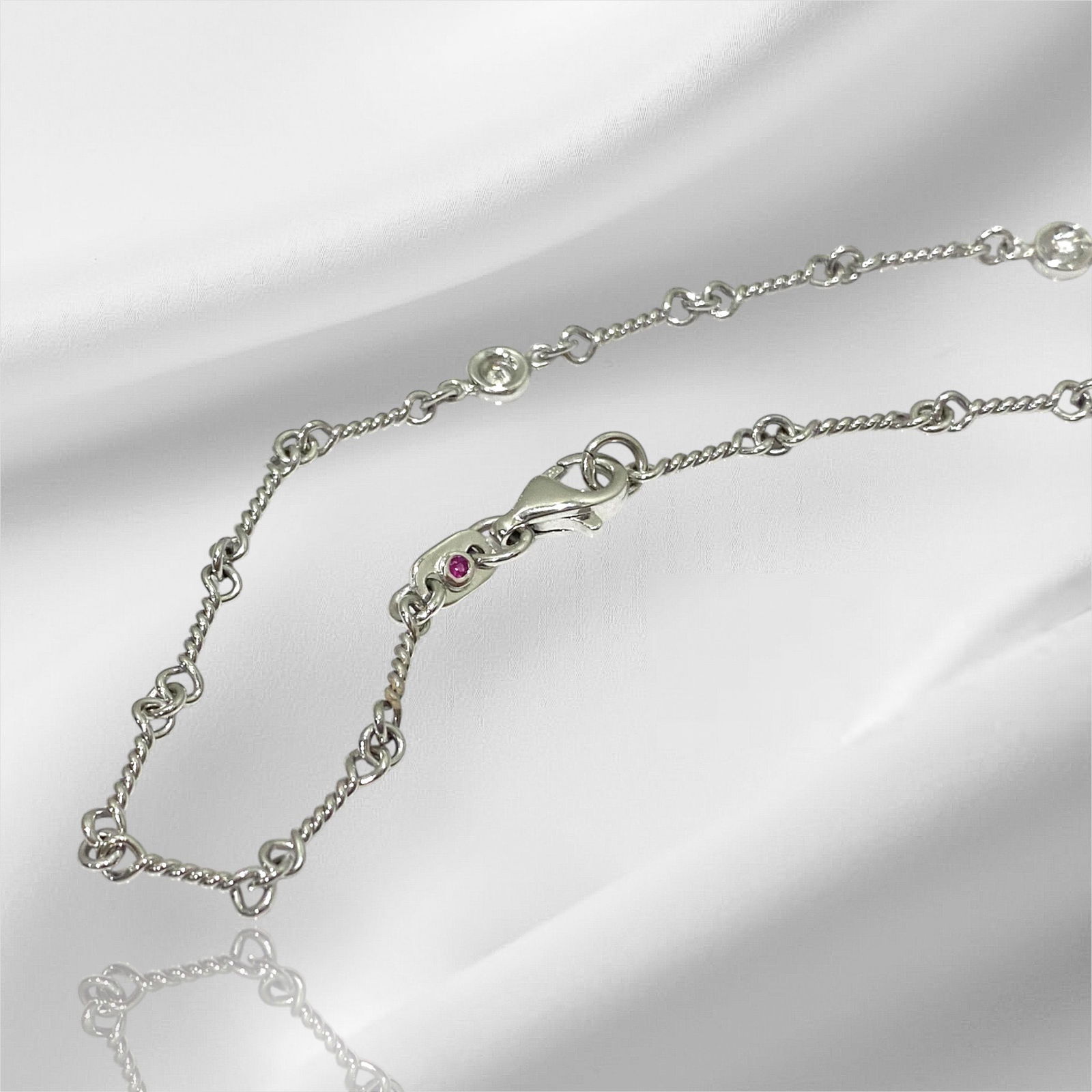 Roberto Coin 18K White Gold Bezel Set Station Diamond and Ruby Necklace (1 of 4)