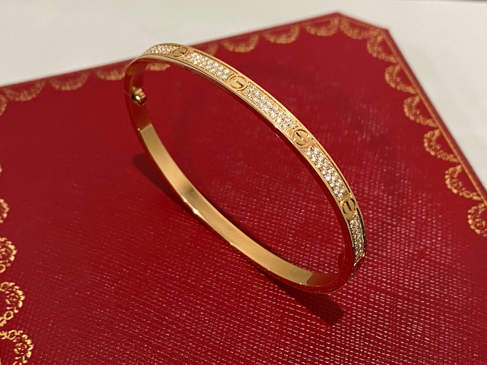 Cartier Love Bracelet Rose Gold and Diamond-Paved Small Model Size 17 (1 of 6)