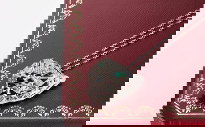 Cartier Panthere de Cartier Pendant Necklace with Emerald, Onyx and Diamonds in 18k White Gold
