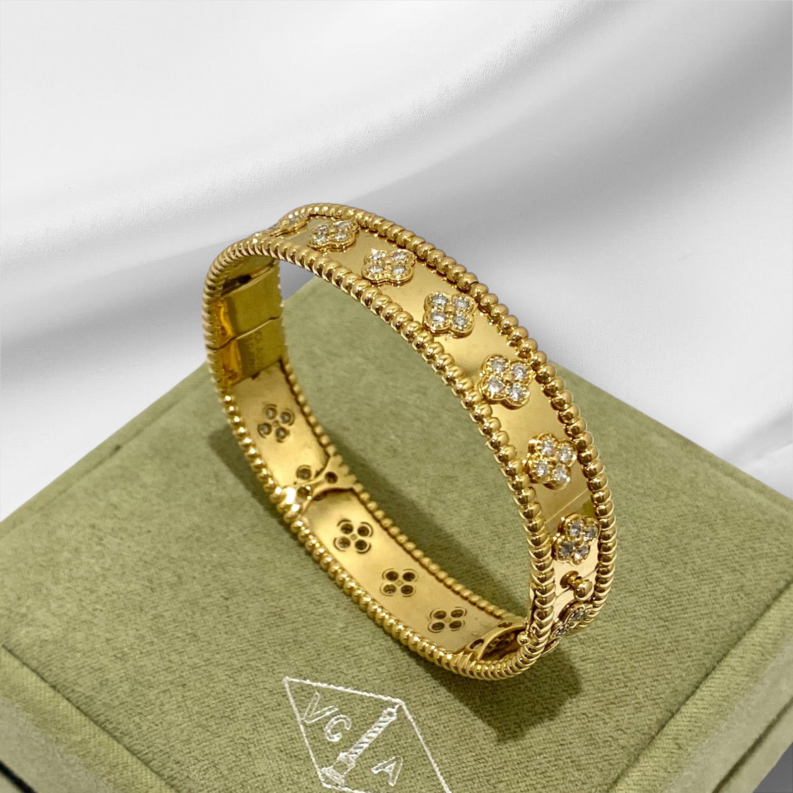 Van Cleef & Arpels Perlee Clovers 18K Yellow Gold Diamond Bracelet (1 of 5)