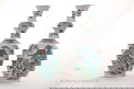 A fine pair of Chinese double gourd Famille rose porcelain vases  ,The Quail in a florical scene ,