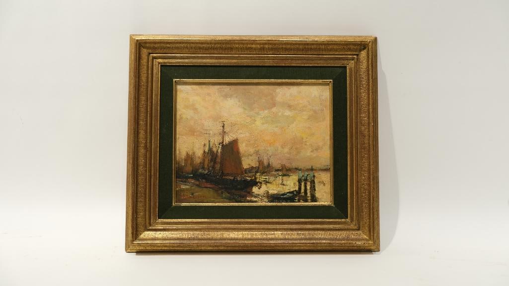 An oil on panel marine painting by Alfred Bastien (1873 - 1955) (1 of 5)