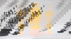 An important mantelpiece clock with candelabre by J.J. Salmson