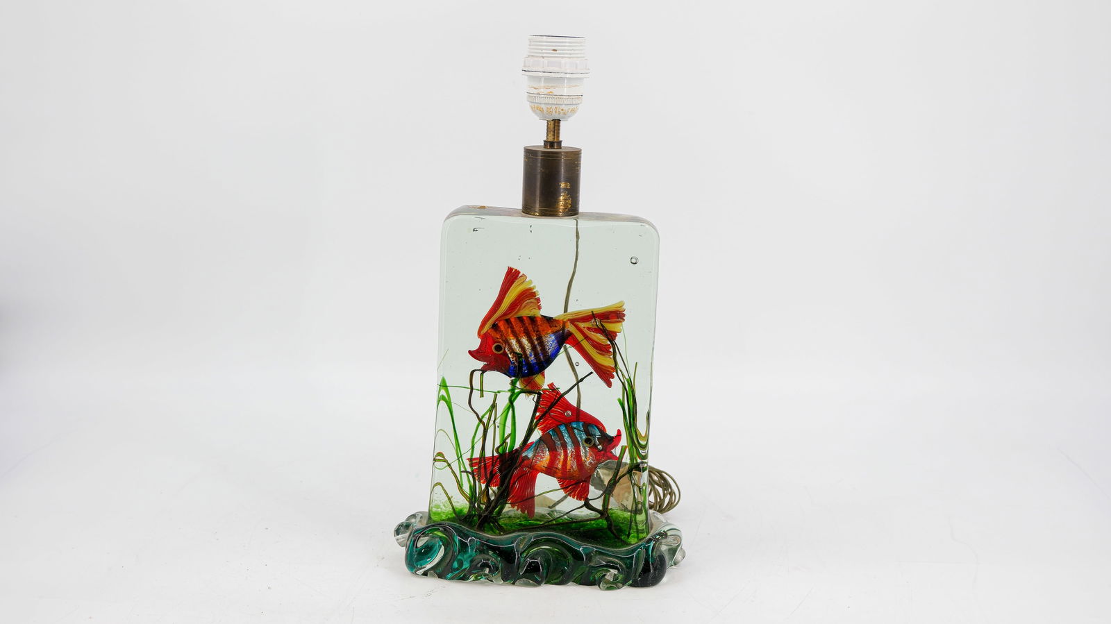 A Cenedese Murano glass aquarium block lamp by Alfredo BARBINI for SEGUSO, 1960's. (1 of 8)