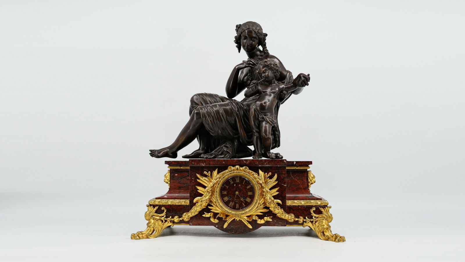 An imposing French figural brown patinated spelter figural lady, marked BARBEDIENNE PARIS (1 of 11)
