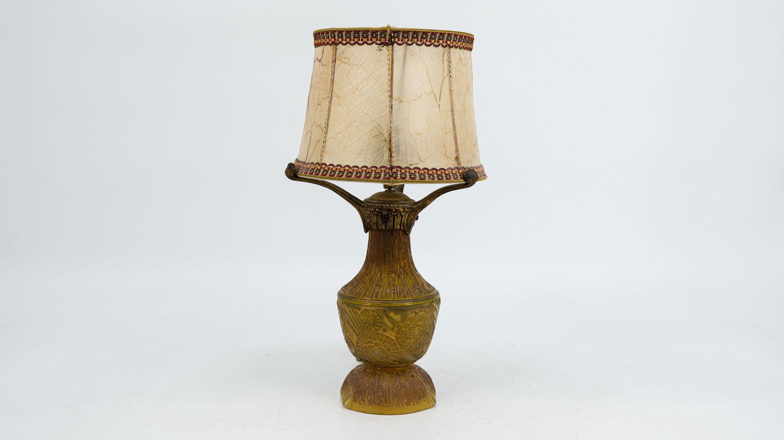 An anonymous French Art deco pate de verre desk table lamp. Unsigned, circa 1920 - 1930's (1 of 7)