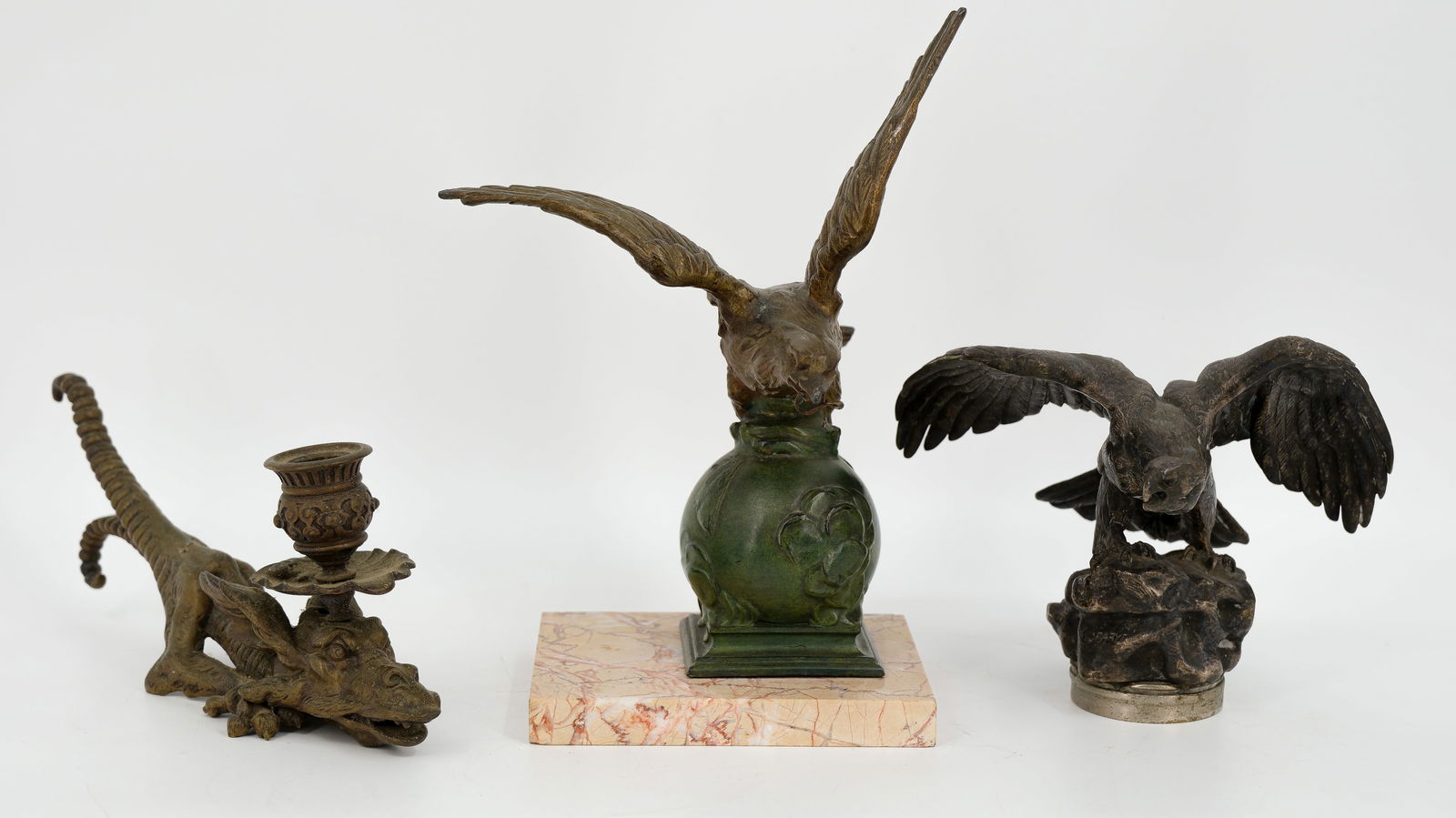 A composed lot of three bronze and brass various item sculptures (1 of 14)