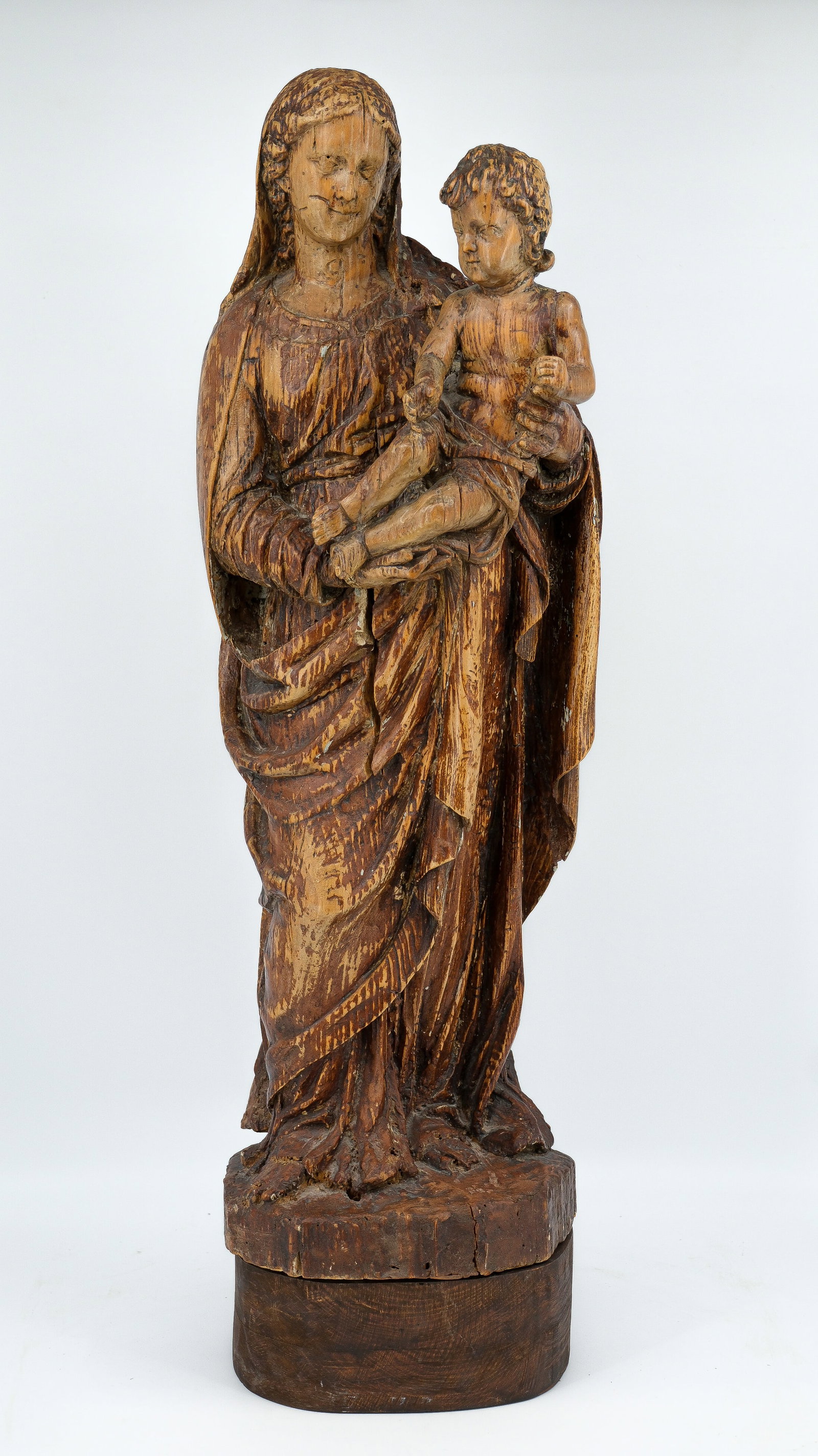 A large wood carving standing Madonna and child, 18th century (1 of 9)