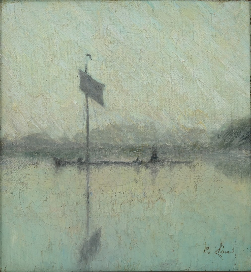 Emile CLAUS (1849-1924) - A Belgian oil on canvas painting, "De Rivieraak": Emile CLAUS (1849-1924) - A Belgian oil on canvas painting, "De Rivieraak." H: 22 cm - W: 20 cm Exhibitions: Provincie W. Vlaanderen 1997, Maertens. Litt.: EMILE CLAUS (Gemeentekrediet), page