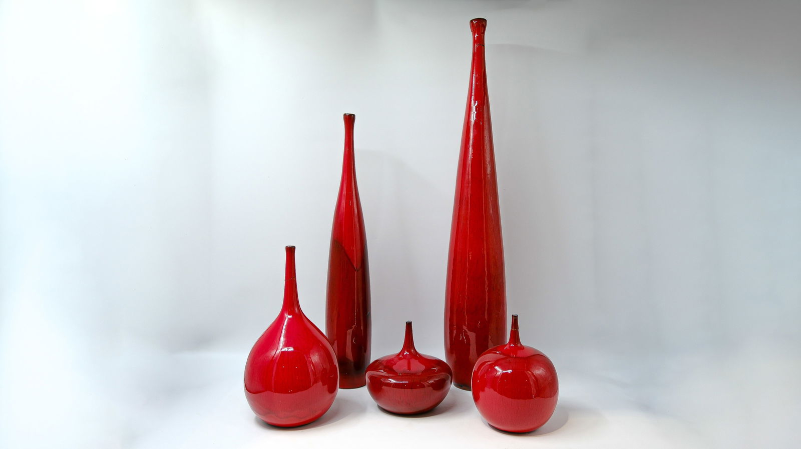 A collection of five Belgian vintage glazed ceramic vases, probably all made by Perignem, 1960-1970s (1 of 18)