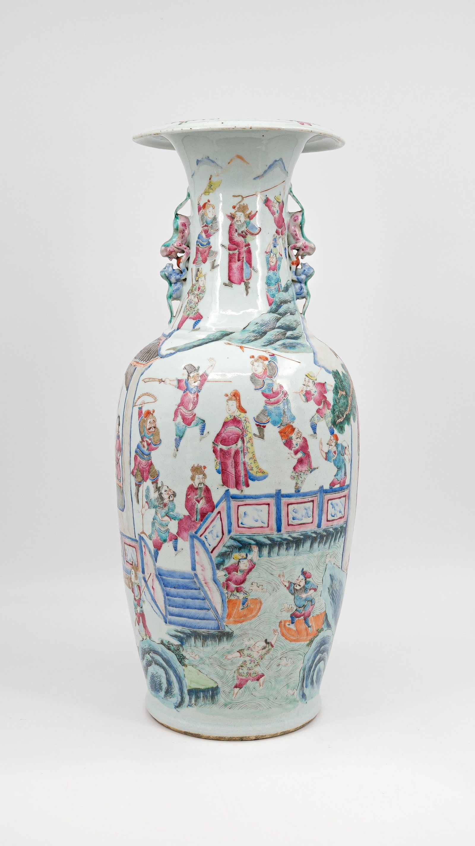 A Chinese Famille rose finely decorated porcelain vase with a festive and palace scene (1 of 13)