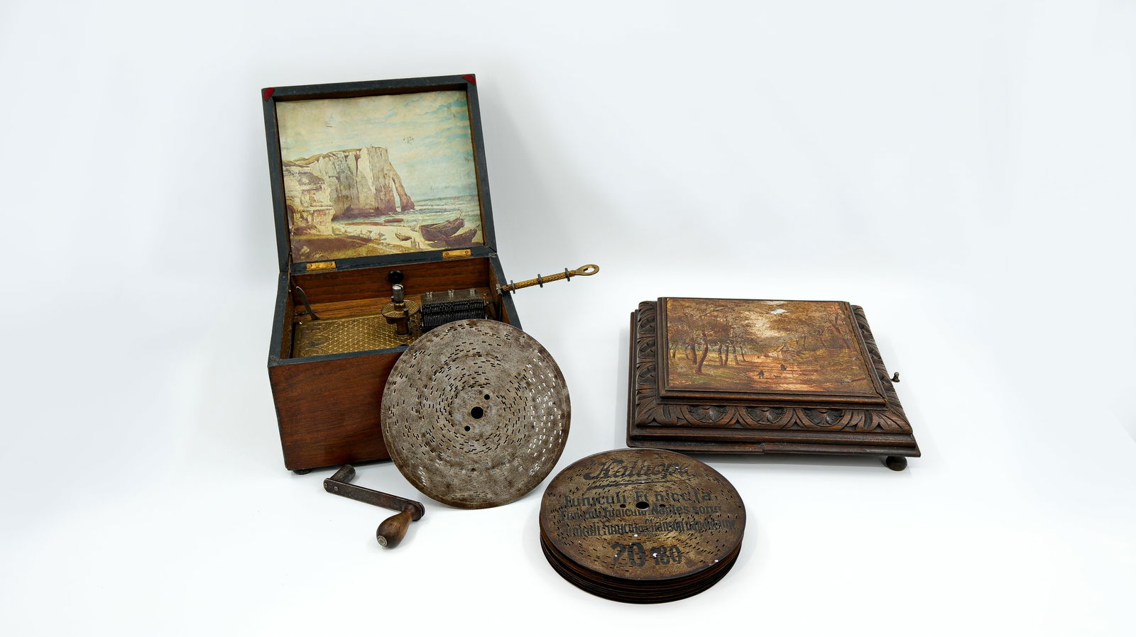 A composed lot of two antique music boxes (1 of 11)