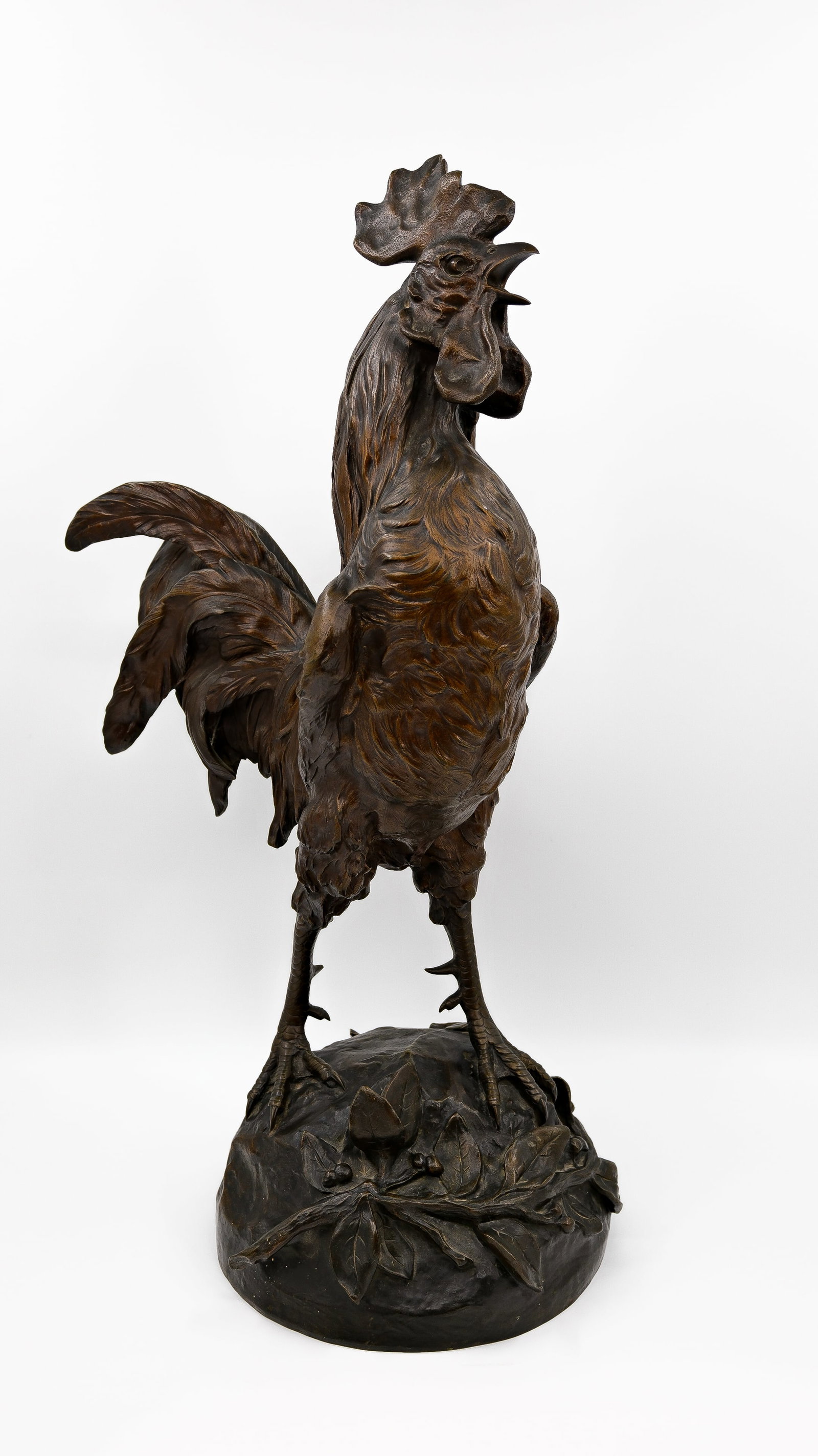 Charles Lemoyne (1839) Le Coq - A large French patinated bronze sculpture of a rooster (1 of 12)