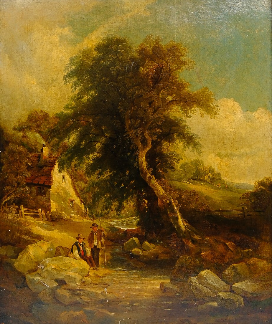 John THOMSON OF DUDDINGSTON (1778-1840) - An oil on canvas painting of two boys in a nature scene: John THOMSON OF DUDDINGSTON (1778-1840) An oil on canvas painting of two boys in a nature scene. 19th century. H: 75 cm - W: 63 cm