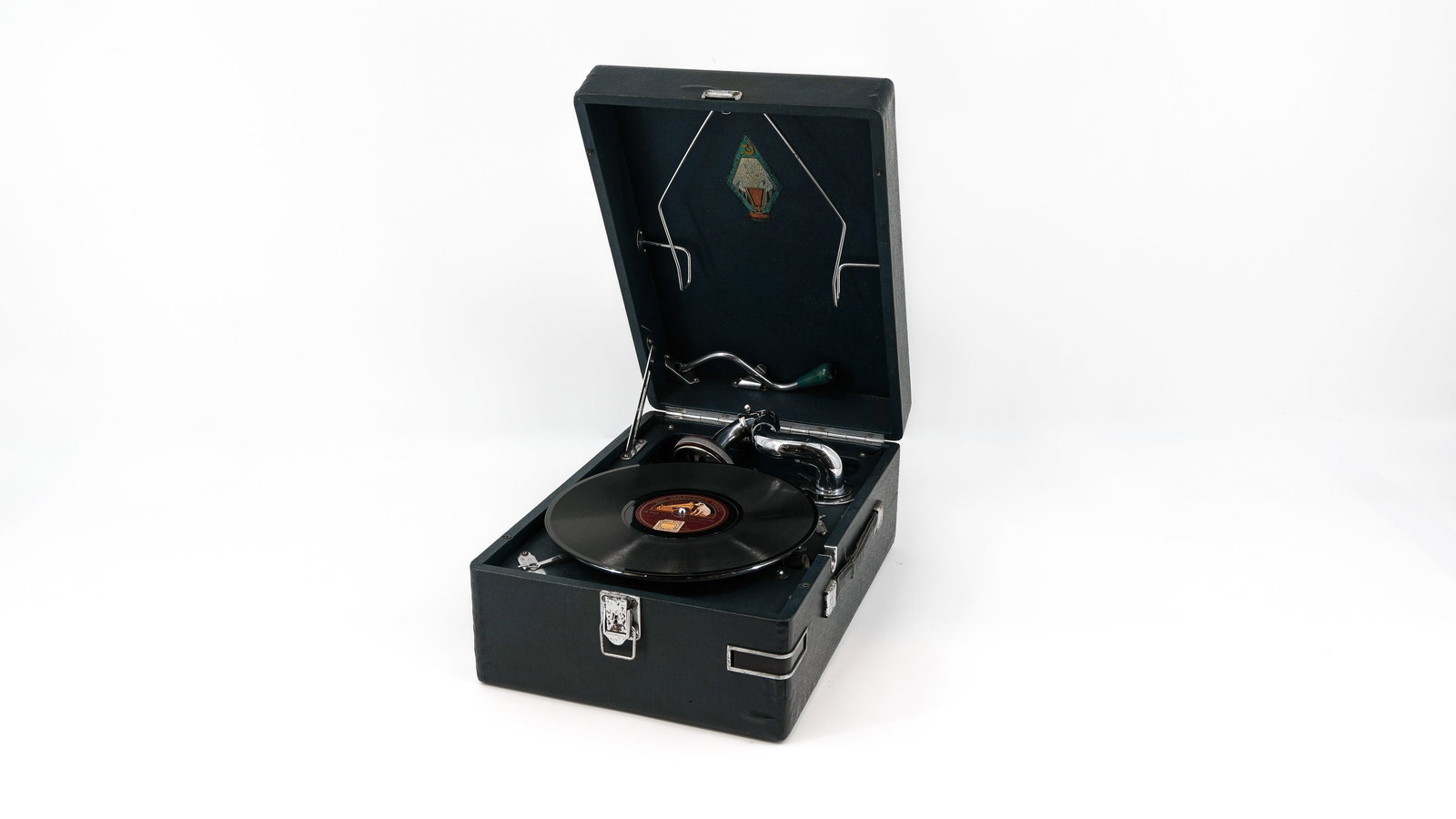 An antique Russian illegibly marked portable travel gramophone (1 of 6)