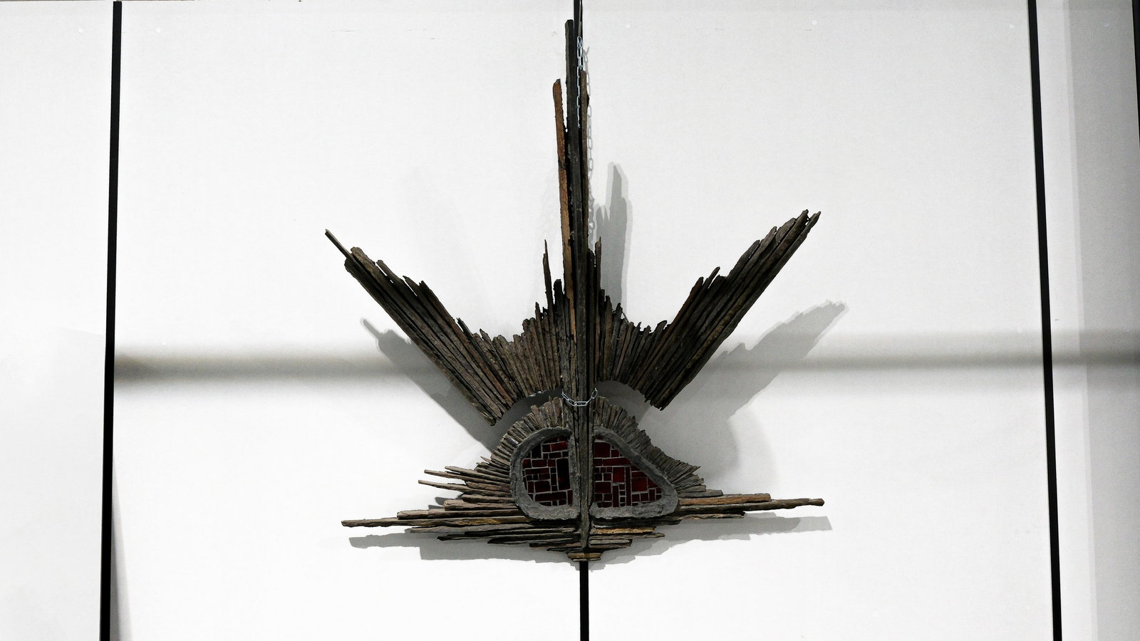 Pia MANU (XX) A large vintage slate stone and glass brutalist wall plaque sculpture: Pia MANU (XX). A large vintage slate stone and glass brutalist wall plaque sculpture. Circa 1970s. H: 130 × W: 120 cm