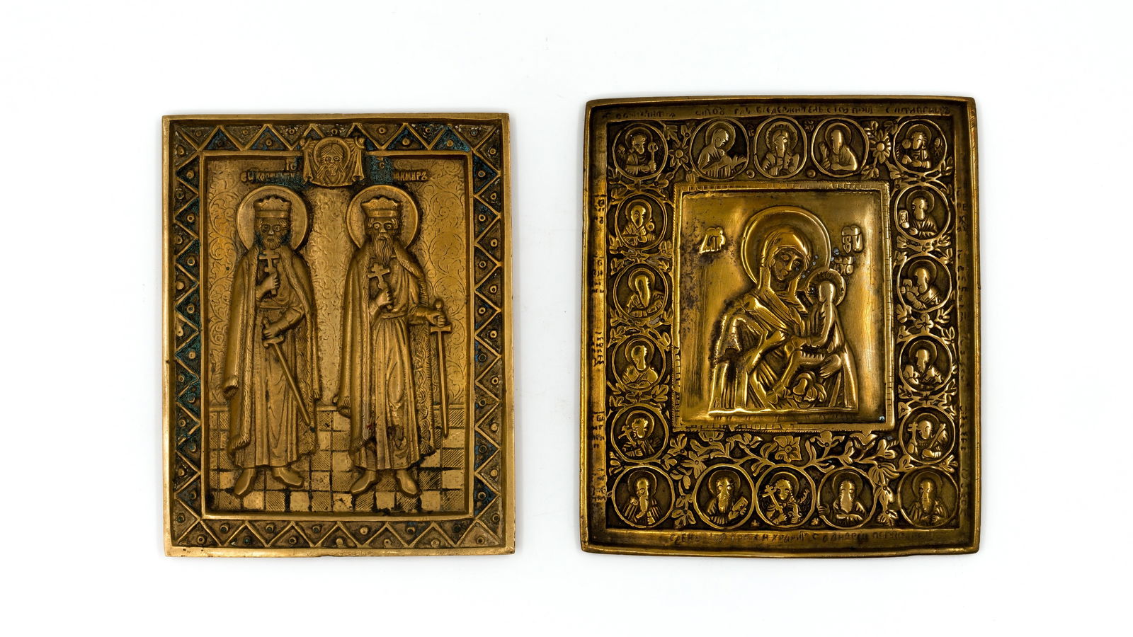 A lot of two antique Russian bronze plaques depicting Saints Boris and Gleb (1 of 8)