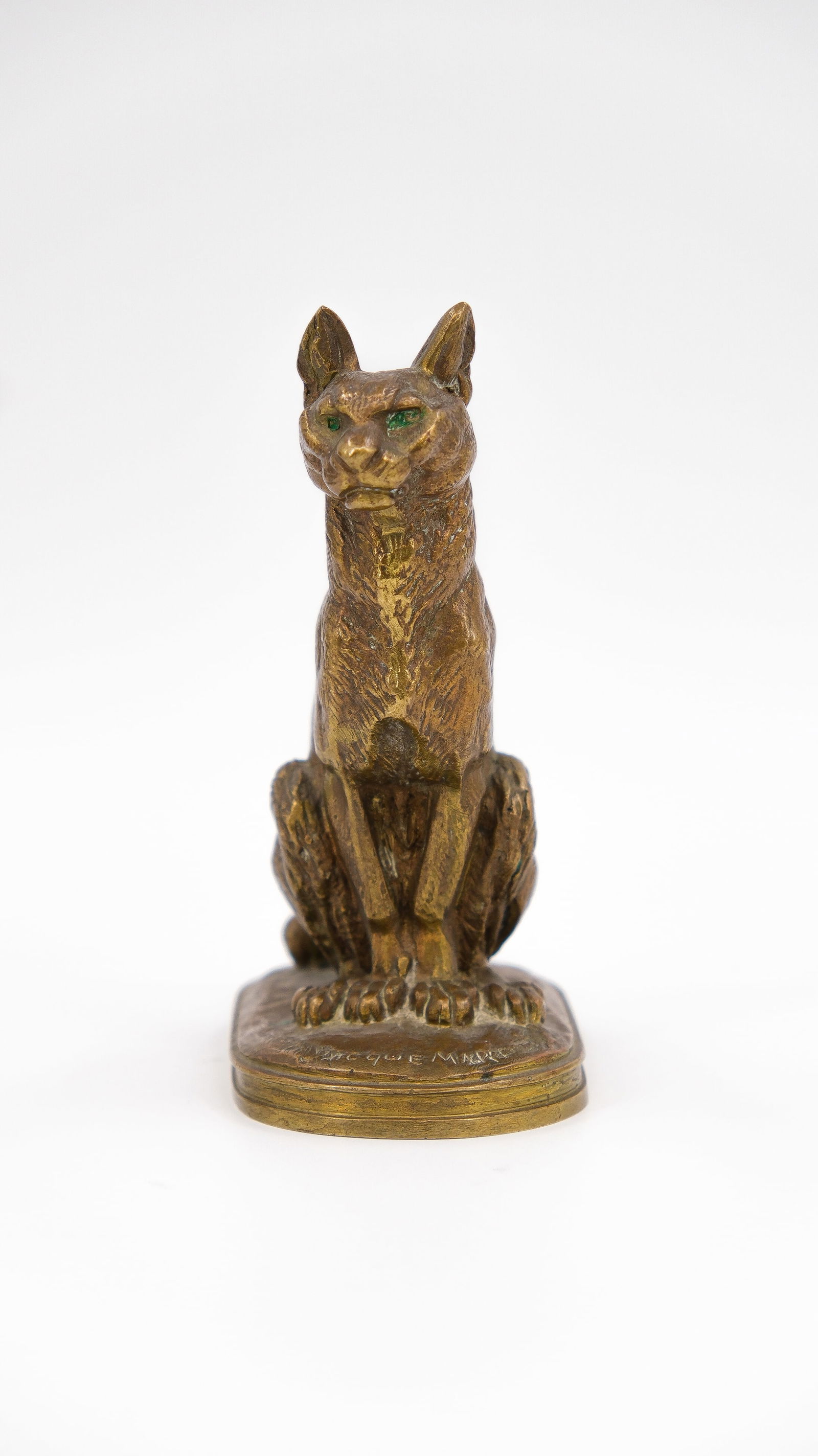 Alfred JACQUEMART (1824-1896) a French patinated bronze sculpture figure of a sitting cat