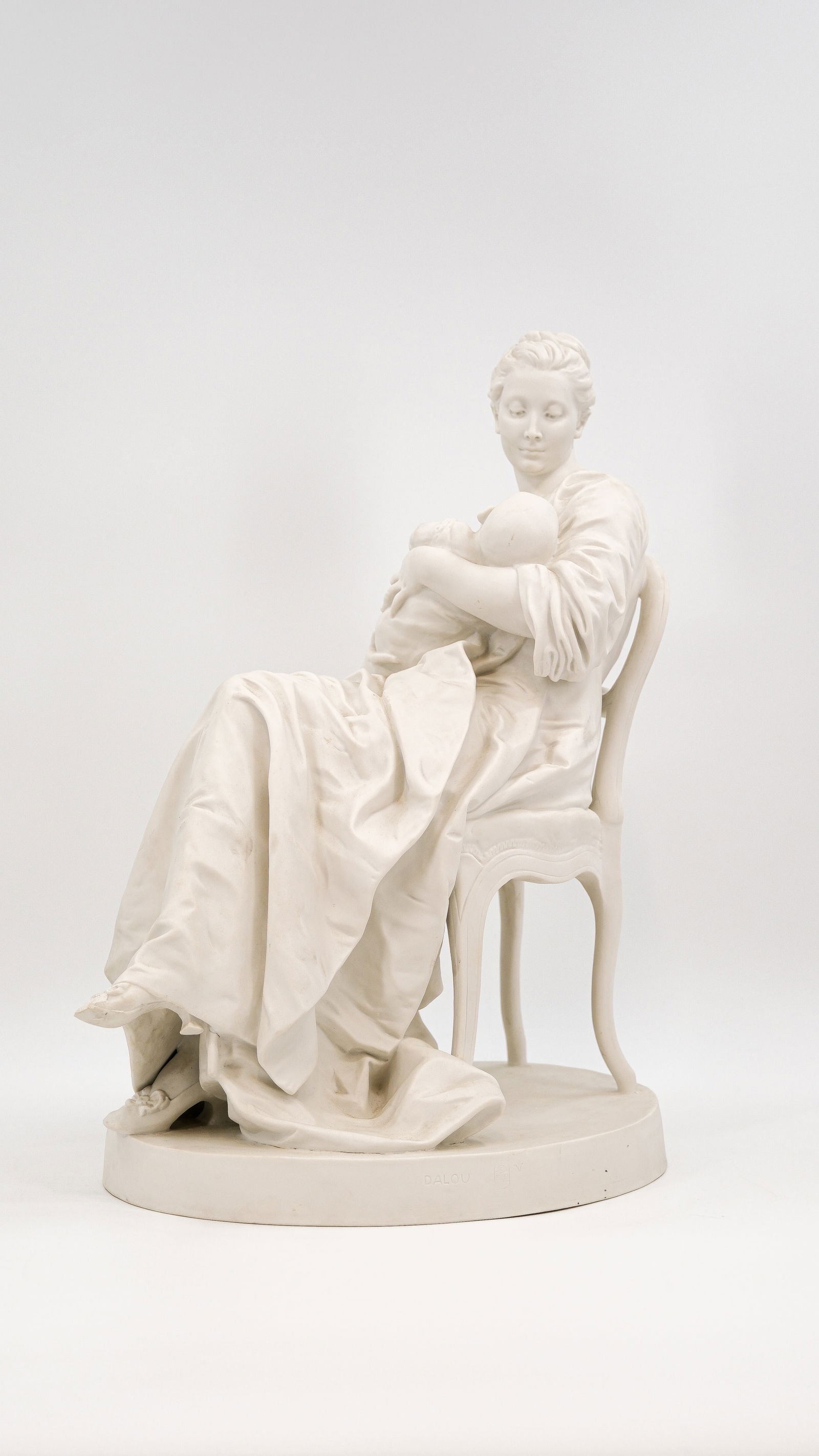 Jules DALOU (1838-1902) "Maternal Joy" - a large French antique bisque figure: Jules DALOU (1838-1902) "Maternal Joy". A large French antique bisque figure of mother and child. Signed and marked by Sevres. Late 19th century. Litt. Fig 10. Jules Dalou. Maternal Joy, or