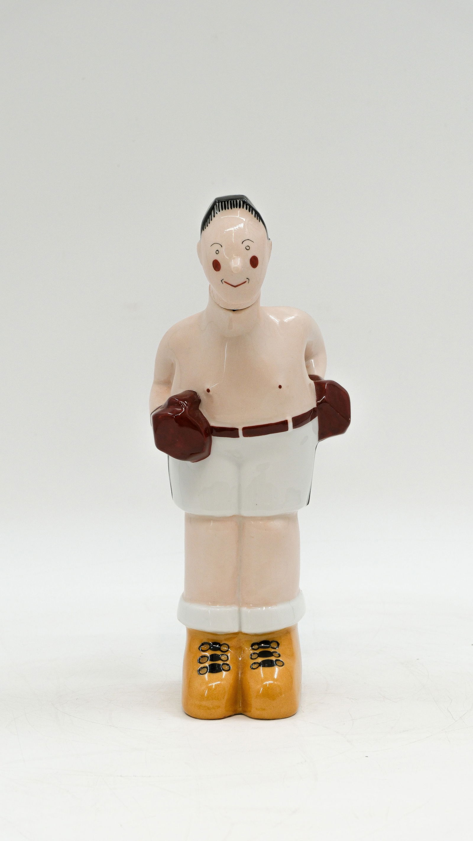 Georges BASTARD (1881-1938) a French Art Deco glazed porcelain decanter figure of a boxer (1 of 10)
