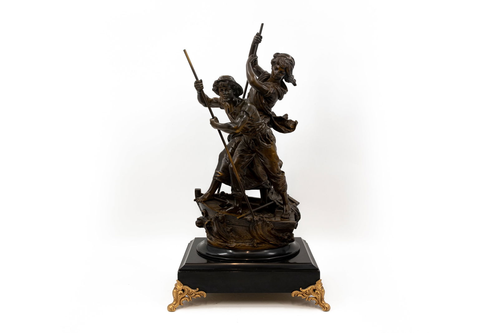 MOREAU (1834-1917) A large French patinated spelter group sculpture (1 of 8)