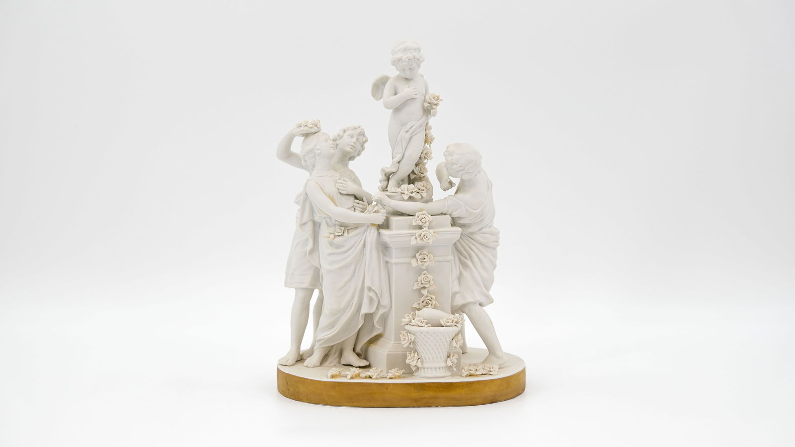 A German UNTERWEISSBACH white biscuit mythological-style figural group (1 of 9)