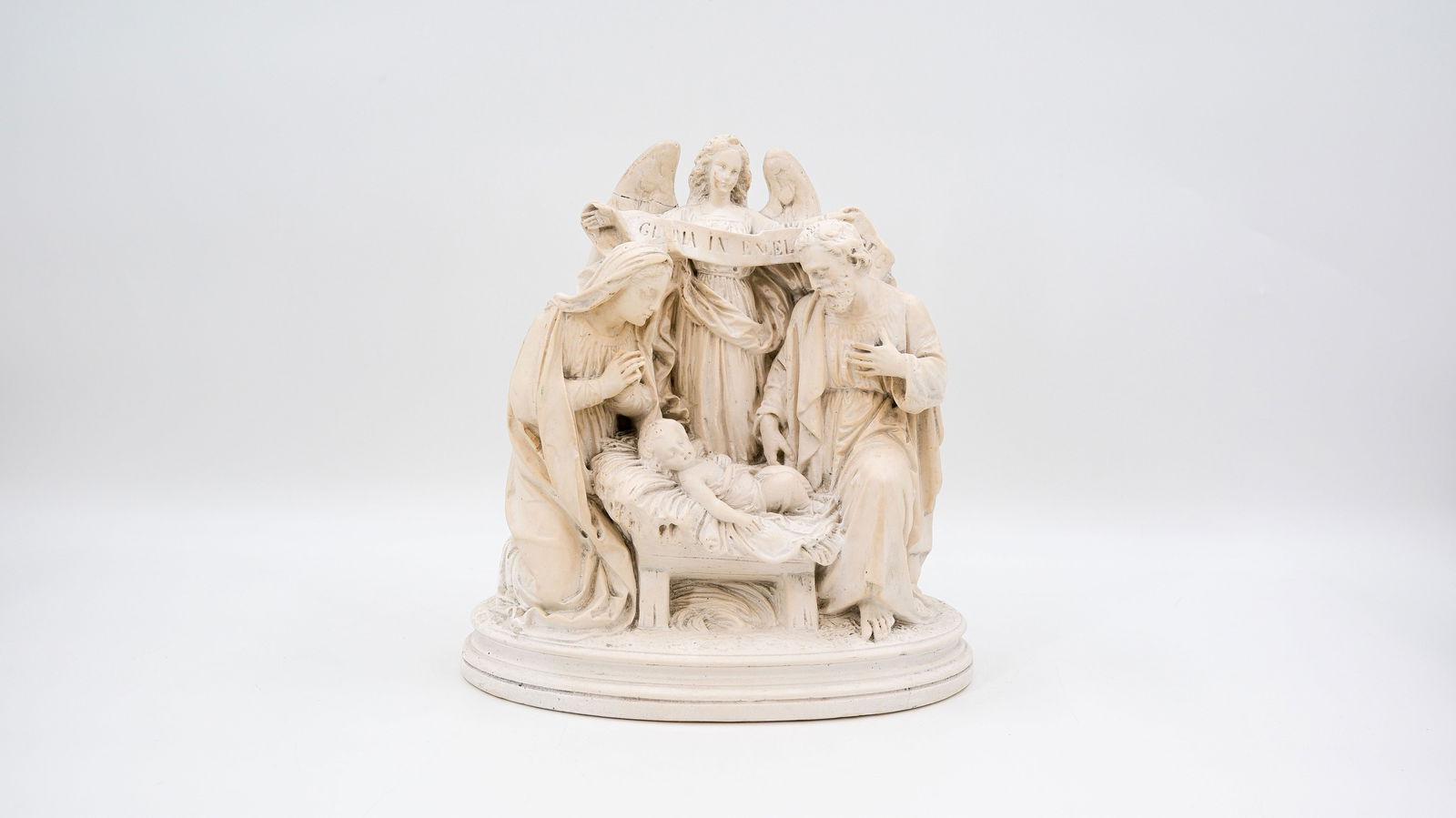 An antique meerschaum pipe clay religious figure representing of the birth of Jesus (1 of 9)