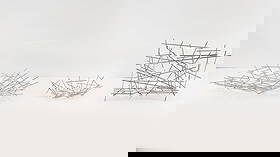 A lot of three Alessi design magazine rack and fruit baskets: A lot of three Alessi design magazine rack and fruit baskets. Marked. H: 34 cm