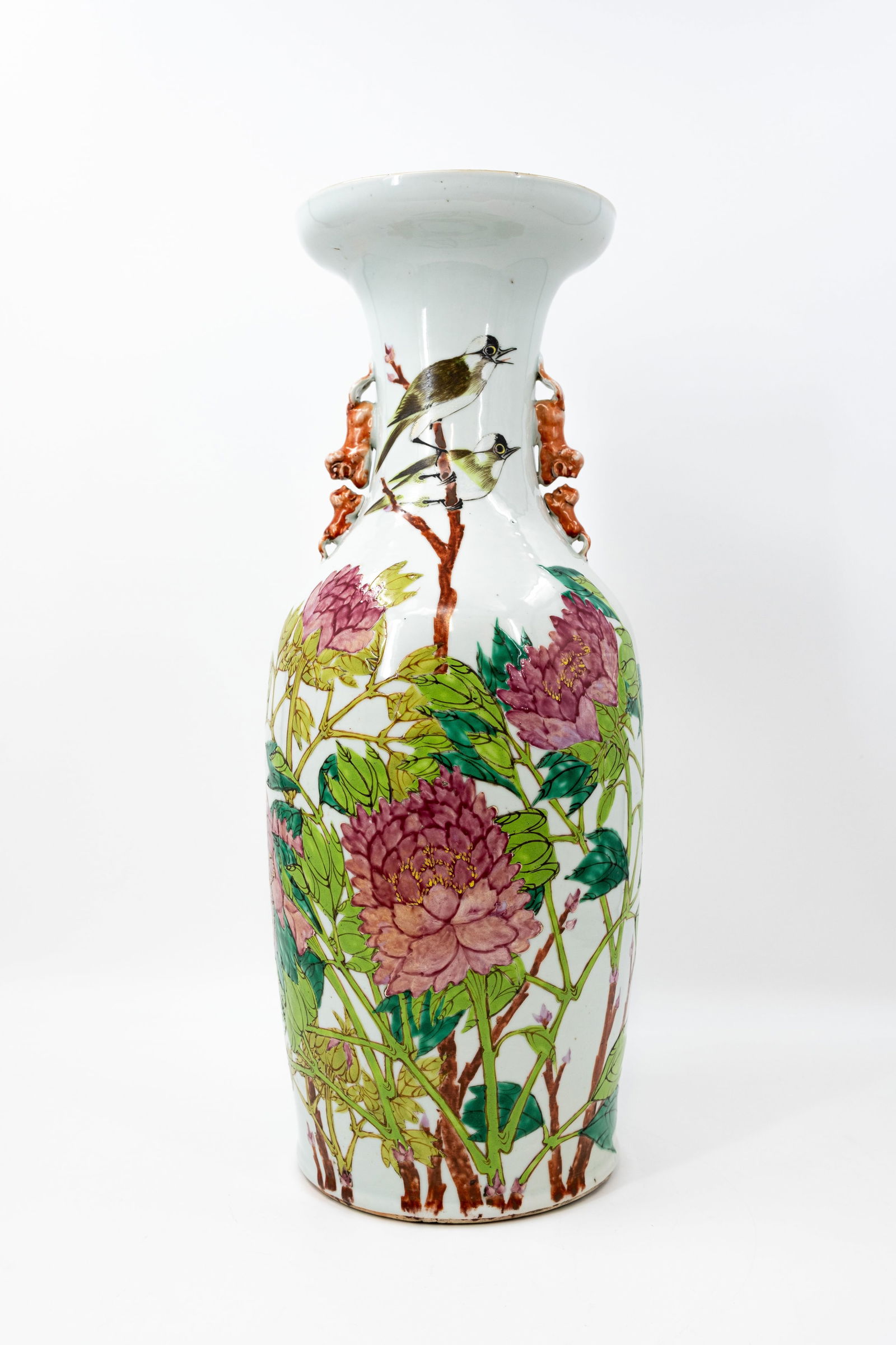 A Chinese Qianjiang and Famille rose porcelain vase decorated with a scene of birds and peonies (1 of 12)