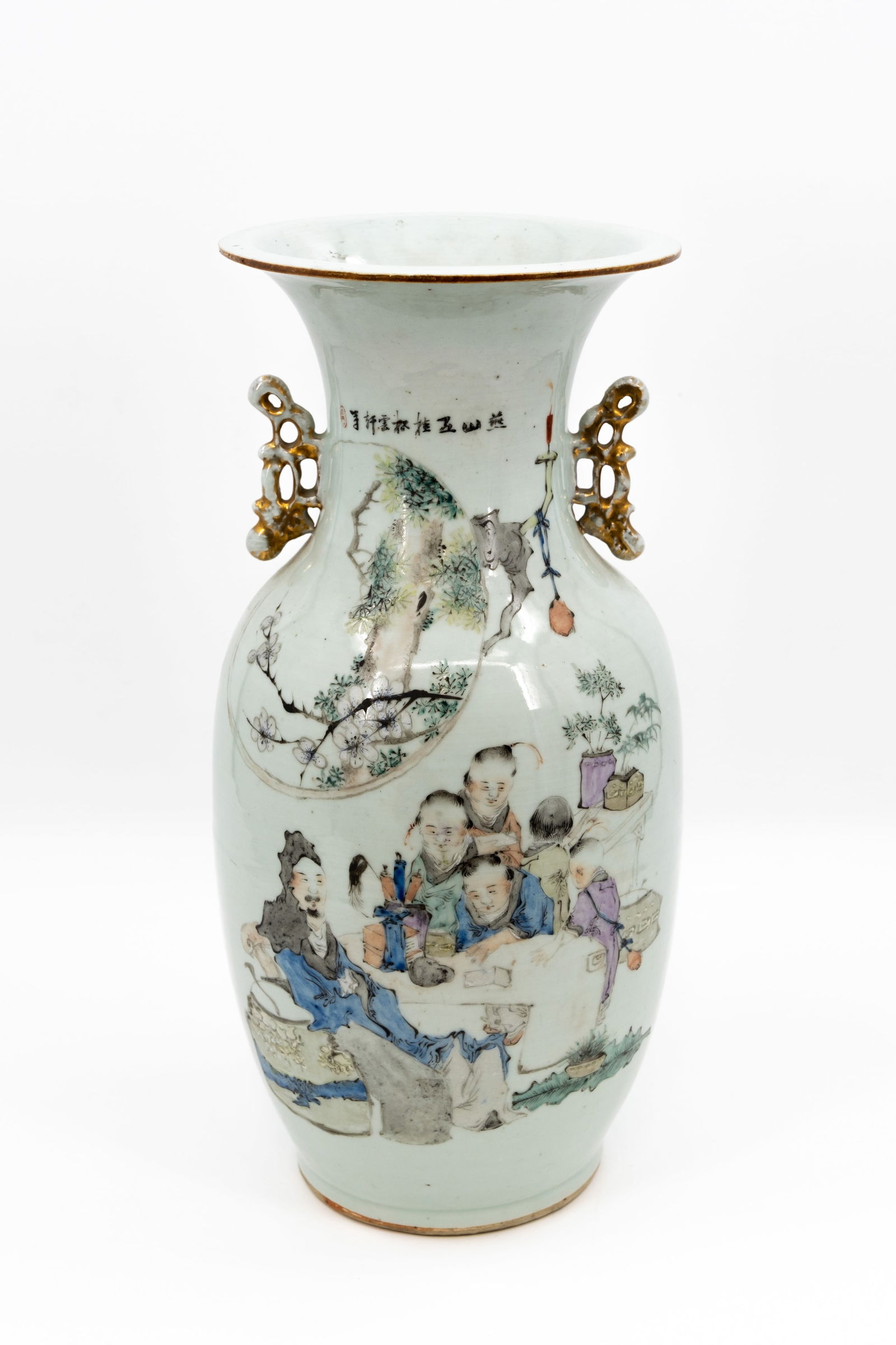 A Chinese qianjiang cai figural decorated porcelain vase with the decor of boys and immortal (1 of 14)