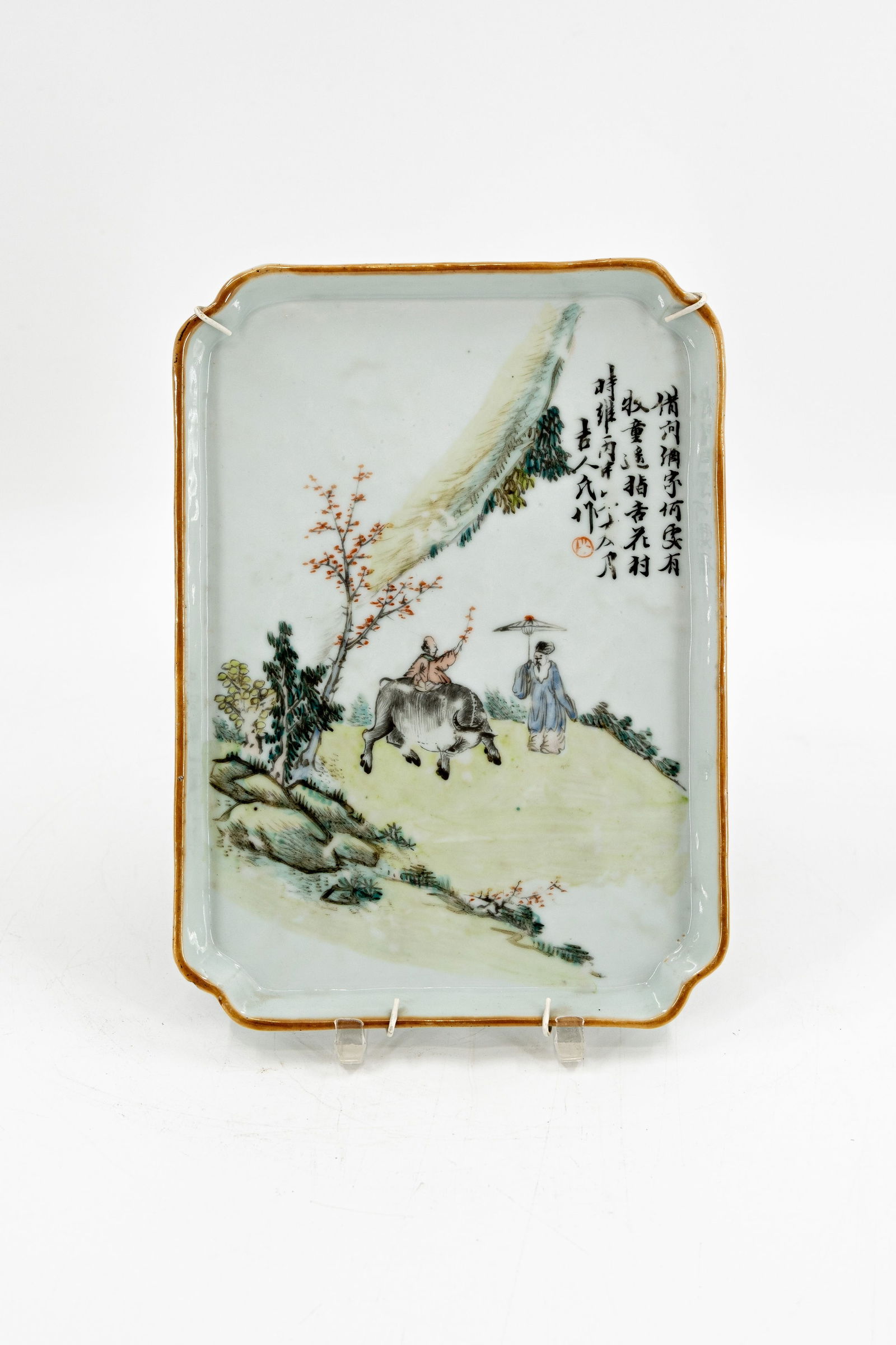 A rectangular shaped Chinese Qianjiang decorated porcelain plaque (1 of 5)
