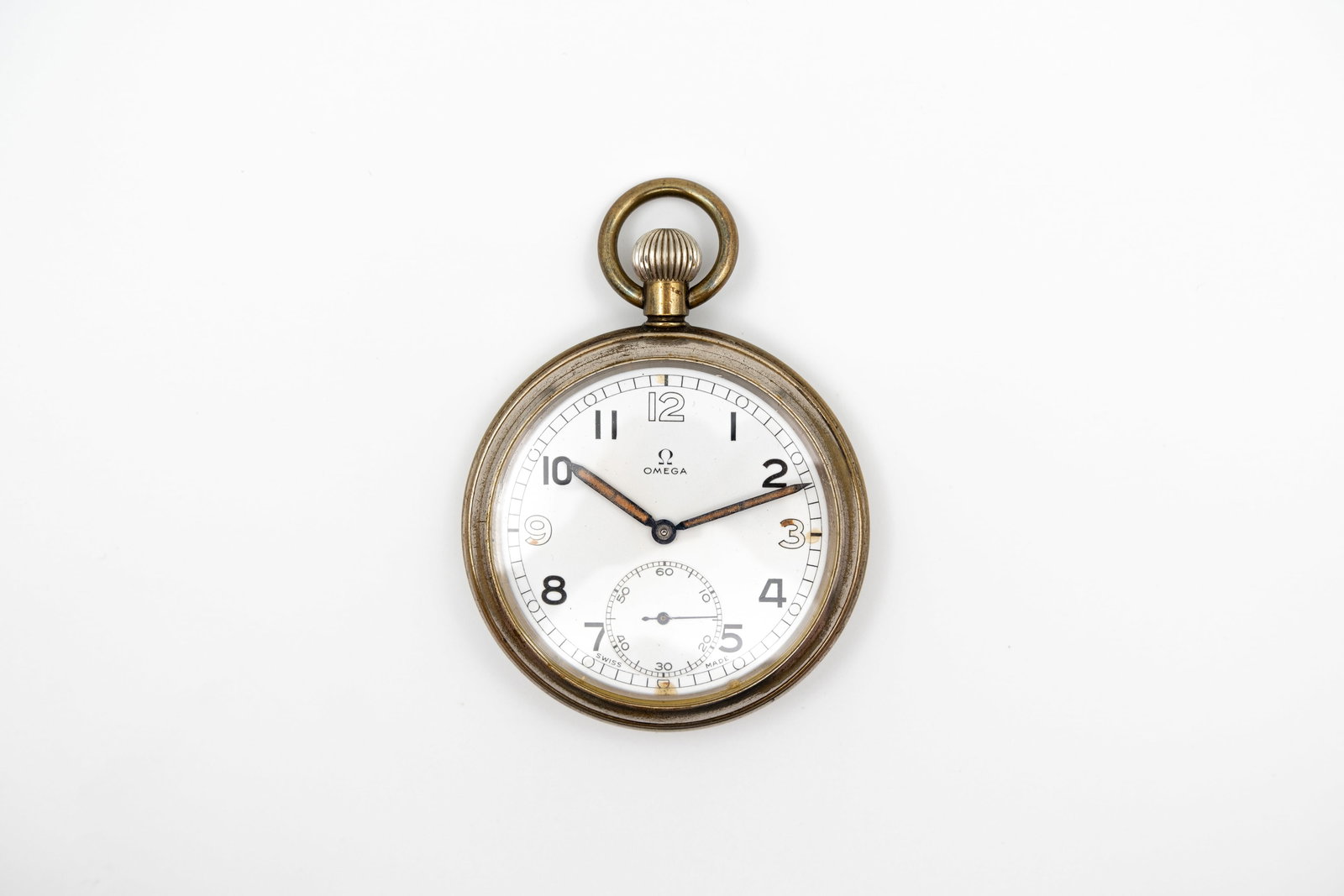 A British military pocket watch by Omega with white dial (1 of 4)