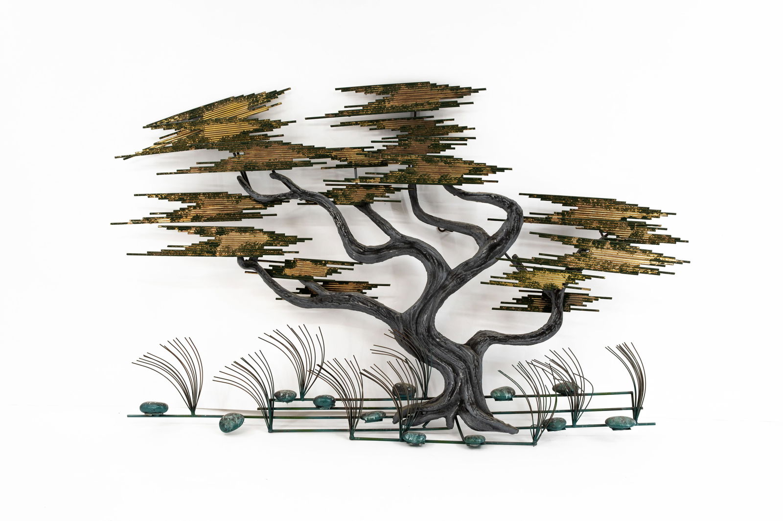 A vintage metal wall art sculpture with trees by Curtis Jere (1 of 11)