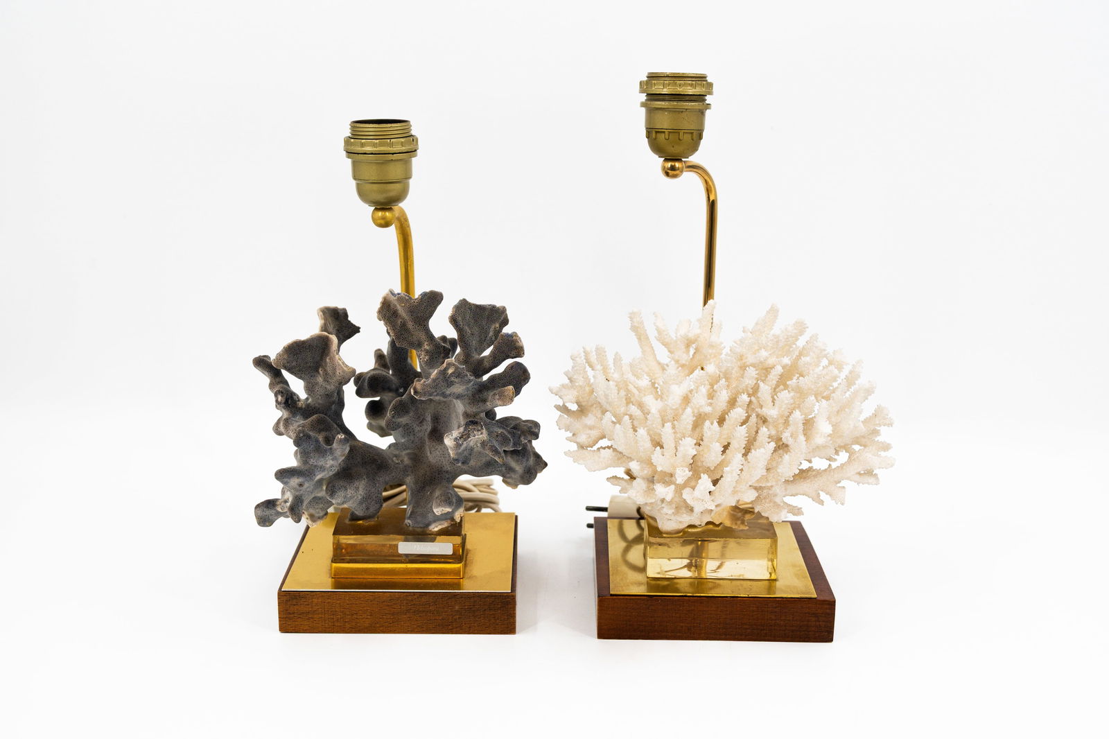 A lot of two decorative vintage table lamps, both decorated with natural coral (1 of 5)
