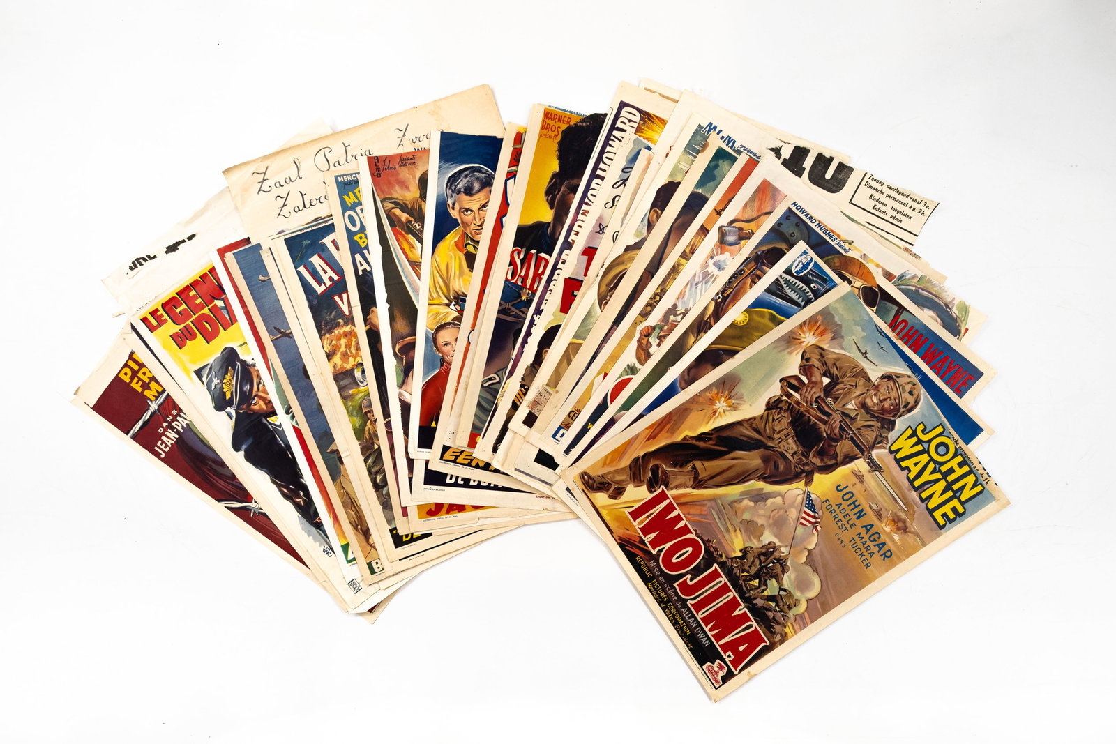 A lot of 38 original Belgian vintage movie theater posters, mostly war films (1 of 7)