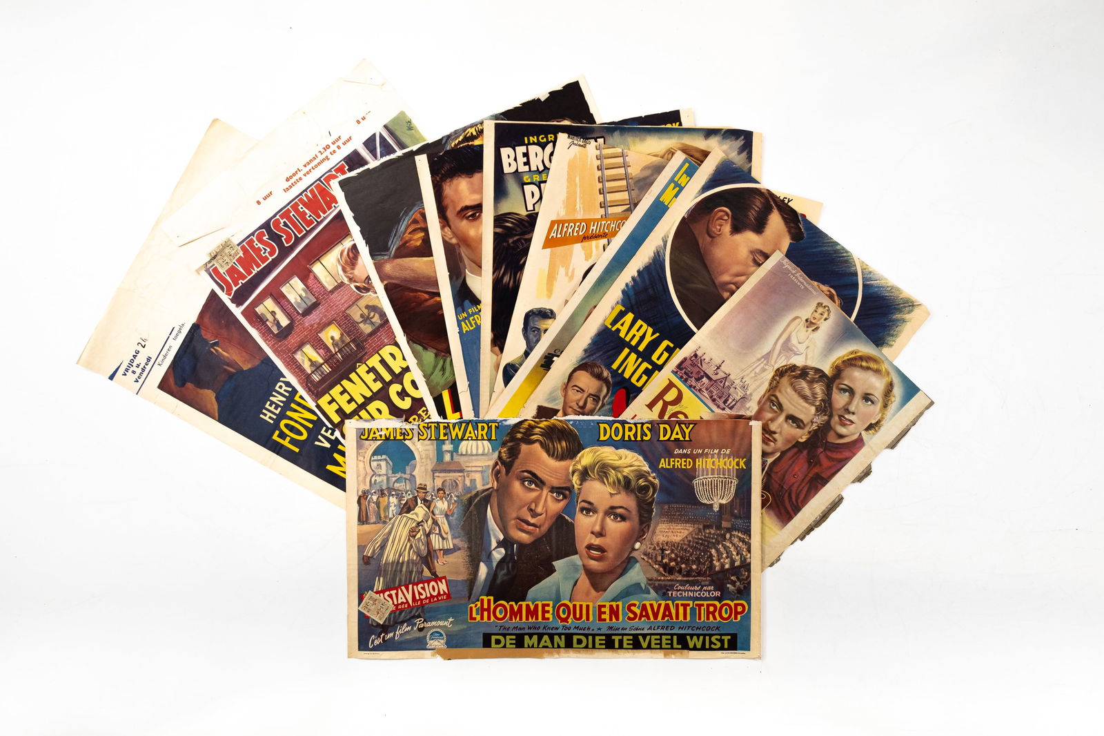 A lot of 10 original Belgian vintage movie theater posters for various movies directed by Alfred (1 of 4)