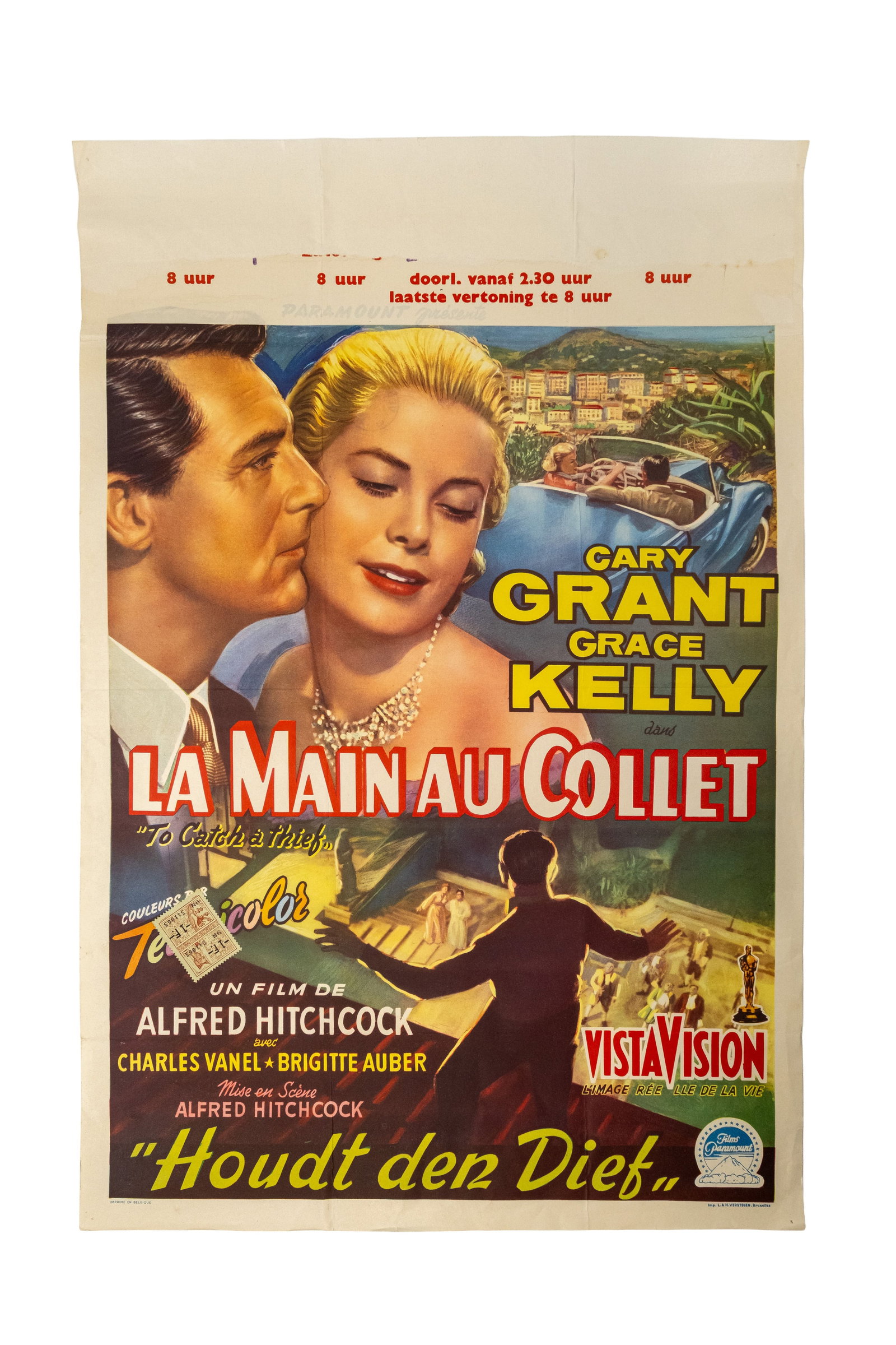 An original Belgian vintage movie theater poster for "To Catch a thief" directed by Alfred Hitchcock (1 of 6)